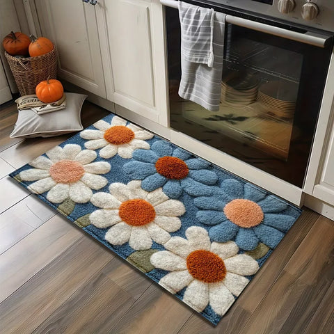 Navak Carpet Exclusive Picks Teppich mit Gänseblümchenmuster, Fußmatte, rutschfest, für Waschküche, Schlafzimmer, Bodenmatte, Heimdekoration, Nachttischteppich, Outdoor-Teppich
