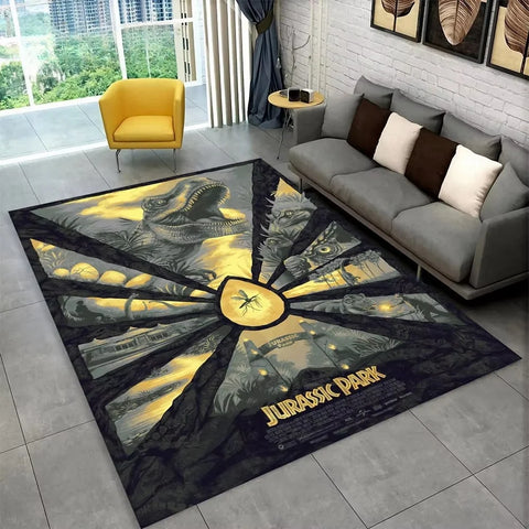Navak Carpet 3D J-Jurassic Park Dinosaurier-Teppich, großer Teppich, Schlafzimmer, Kinderspielzimmer, Bodenmatte, rutschfest, Wohnzimmer-Dekor, lustiger Sofa-Akzent