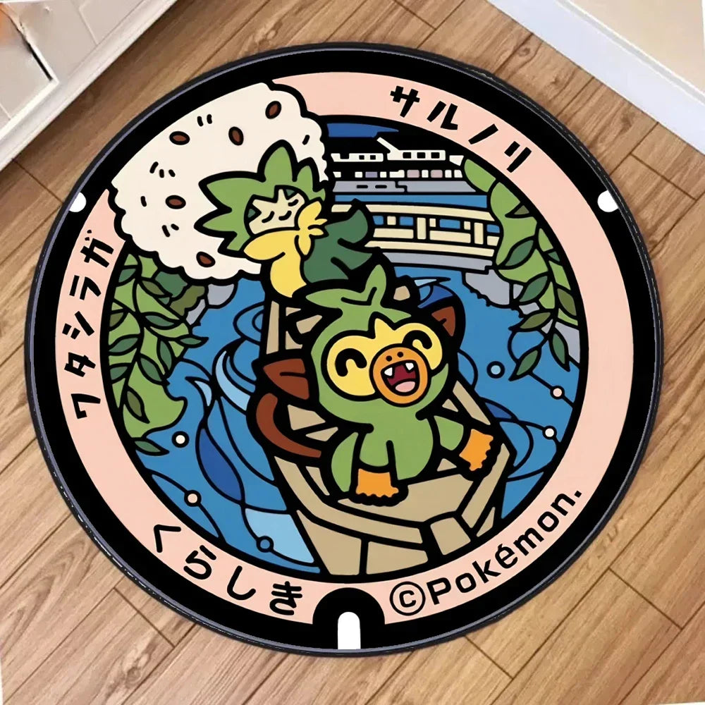 Navak Carpet Daily Picks Cute Pokemon Wartortle Round Rug for Living Room Decor Bedroom Rug Lounge Balcony Sofa Mat Swivel Chair Mat Kids Gift