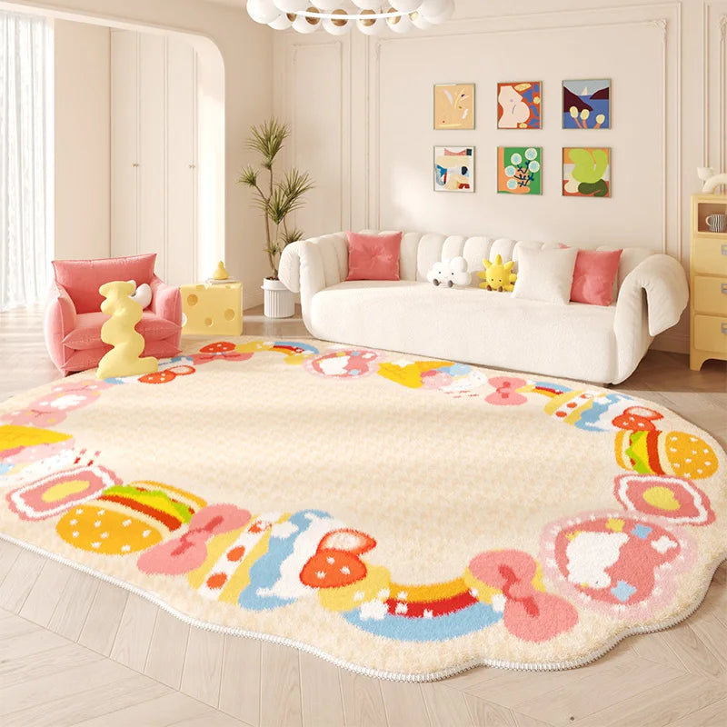 Navak Teppich Unregelmäßige Form Teppiche für Wohnzimmer Rosa Schlafzimmer Dekor Teppich Flauschig Weich Kinderzimmer Teppich Haushalt Verdickte Bodenmatte