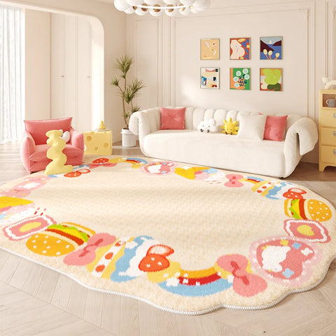 Navak Teppich Unregelmäßige Form Teppiche für Wohnzimmer Rosa Schlafzimmer Dekor Teppich Flauschig Weich Kinderzimmer Teppich Haushalt Verdickte Bodenmatte