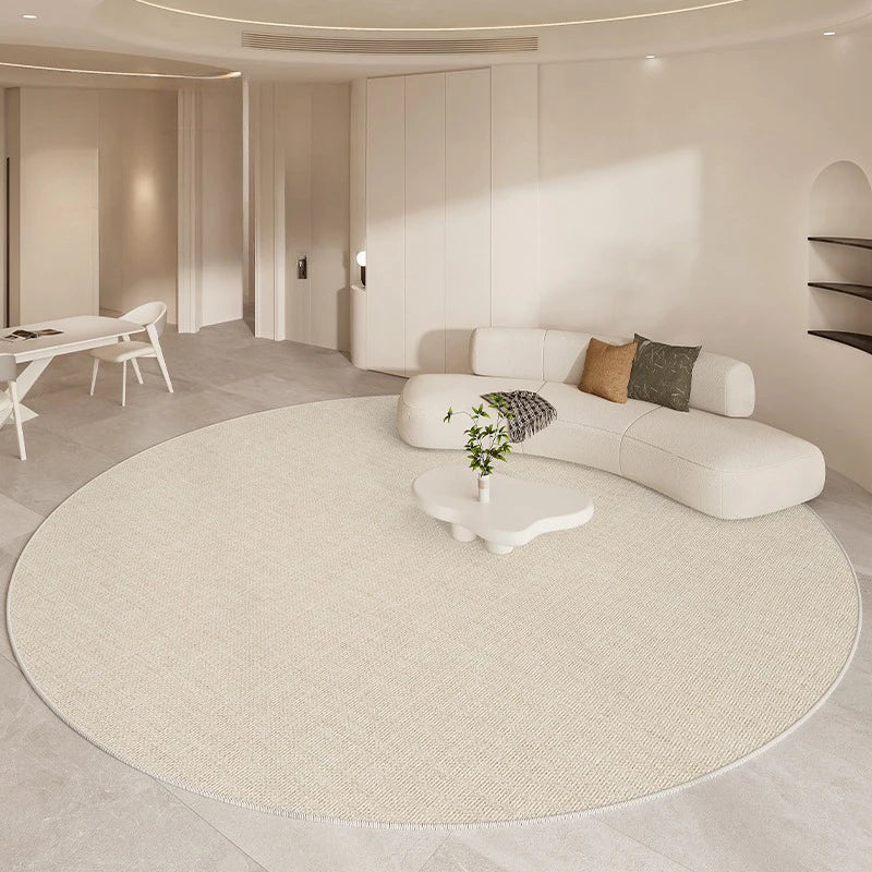 Navak Teppich, luxuriöser Wohnzimmerteppich, rund, beige, minimalistischer Teppich, hochwertige Schlafzimmer-/Arbeitszimmerteppiche, weiche, bequeme Nachttischteppiche, Tapete