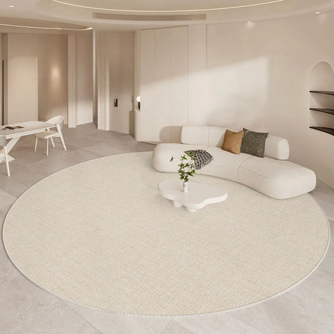 Navak Teppich, luxuriöser Wohnzimmerteppich, rund, beige, minimalistischer Teppich, hochwertige Schlafzimmer-/Arbeitszimmerteppiche, weiche, bequeme Nachttischteppiche, Tapete