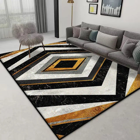 Navak Carpet Nordischer geometrischer Teppich – Großer rutschfester Teppich | Maßgefertigte Größe für Wohnzimmersofa und Schlafzimmer-Heimdekoration