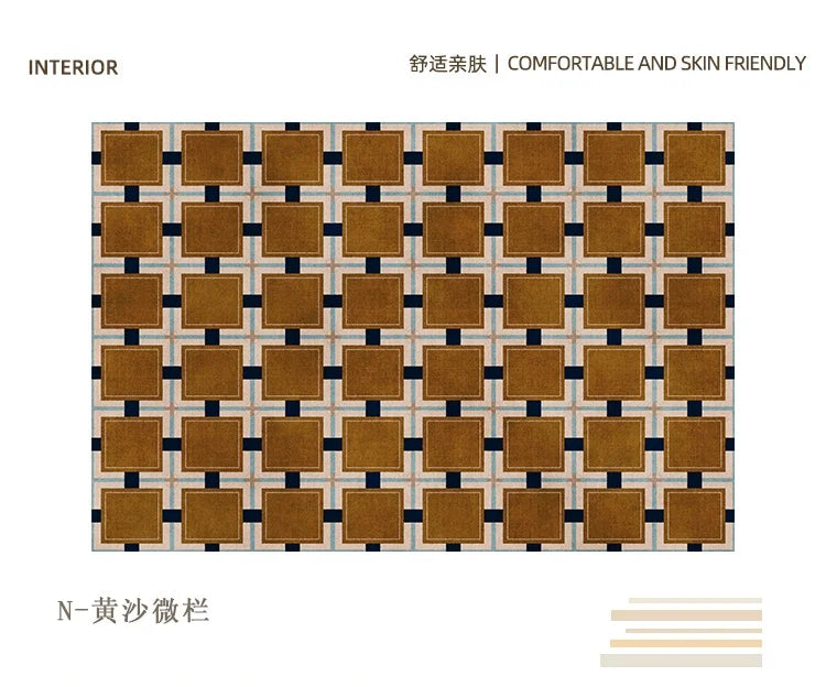 Navak Carpet Retro-Luxus-Teppiche für Schlafzimmer, dicker Plüsch-Nachttischvorleger, große Fläche, Wohnzimmerdekoration, Schachbrett-Teppich, Zuhause, flauschige, weiche Matte