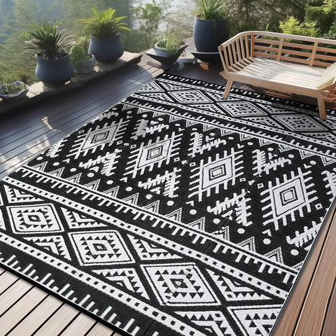 Navak Carpet Olanly Wendbare Outdoor-Teppiche aus Kunststoff für die Terrasse, rutschfeste, wasserdichte Teppiche für Camping, große, faltbare Modeteppiche für das Dach