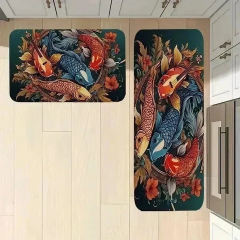 Navak Carpet 1 Stück Küchenteppich mit Zitronenmuster, rutschfeste Fußmatten, Pop-Art-Design, Wohnzimmerteppich, Badematte, Teppich für Zuhause, Waschbecken, Wäschedekor