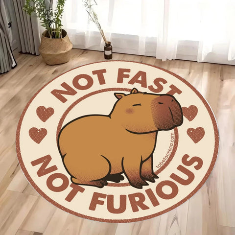 Navak Carpet Daily Picks Cute Cartoon Capybara Round Rug for Living Room Bedroom Bedside Area Floor Mat Swivel Chairs Mat Home Decor Kid's Gifts