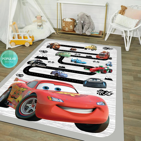 Navak Carpet Daily Picks Autobahn-Auto-Bodenteppich, McQueen-Cartoon-Auto-Teppich für Kinderzimmer-Dekoration, minimalistische Spielmatte für Kinderzimmer, Geschenkideen