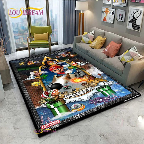 Navak Teppich Mario Cartoon Anime Teppich für Wohnzimmer Schlafzimmer Niedliche Teppiche Tisch Küchentür Kinder Rutschfeste Fußmatten Alfombra Geburtstagsgeschenk