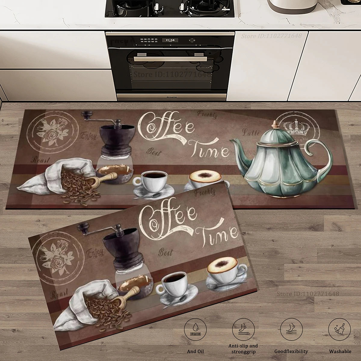 Navak Teppich, Kaffee, Küchenteppiche, rutschfest, saugfähig, für Schlafzimmer, luxuriöse Eingangsmatte, waschbar, Anti-Ermüdungs-Teppich, lang, groß, wasserdichte Matte