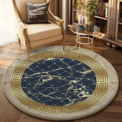 Navak Teppich, europäischer Gold-Luxus-Rundteppich, Wohnzimmer-Sofa, großer Teppich, bequem, rutschfest, für das Bett, Schlafzimmer, Teetischmatte