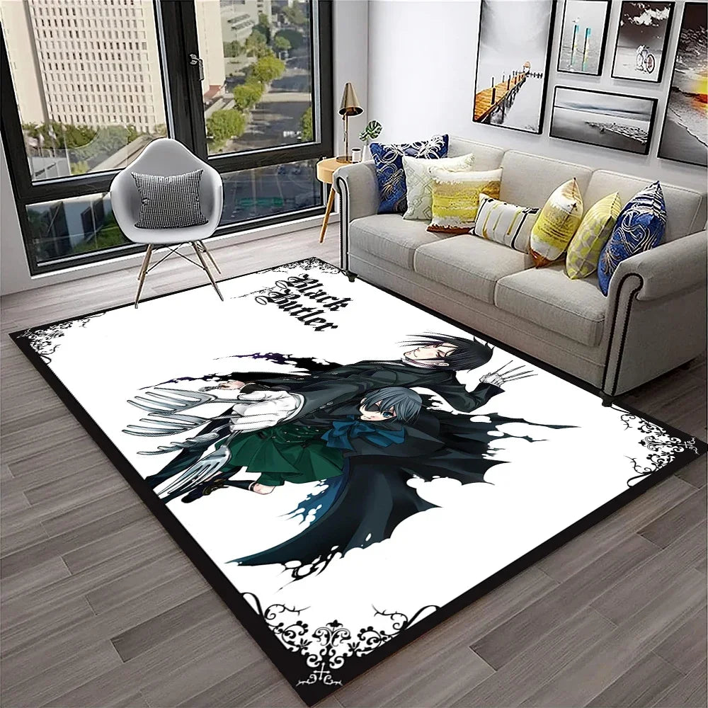 Navak Teppich, 3D-Anime, Black Butler, Cartoon-Teppich für Zuhause, Wohnzimmer, Schlafzimmer, Sofa, Fußmatte, Dekoration, Kinderspielbereich, rutschfeste Bodenmatte