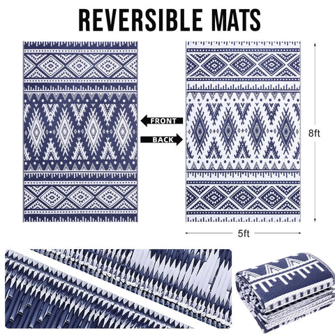 Navak Carpet Olanly Outdoor Waterproof Rugs Reversible Plastic Straw Rug Indoor Outdoor Washable Boho Patio Rug RV Mat For Patio Camp Picnic