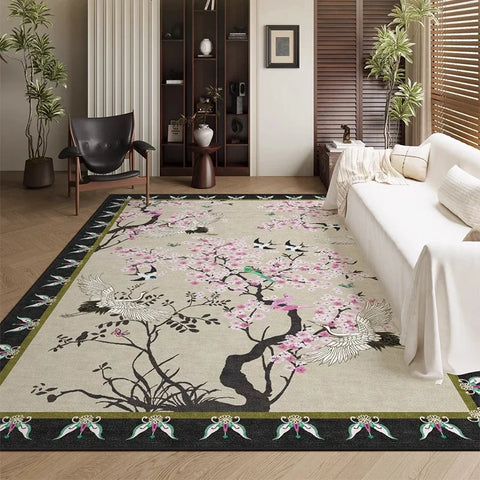 Navak Teppich, künstlerischer Blumenteppich, Blumenvogel, luxuriöser dekorativer Teppich, Wohnzimmer, große Teppiche, gemütlich, rutschfest, pflegeleicht, Schlafzimmerteppich, 양탄자