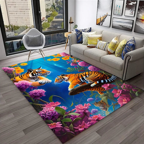 Navak Carpet 3D-Traumtiger, Tier-Cartoon-Teppich für Zuhause, Wohnzimmer, Schlafzimmer, Sofa, Fußmatte, Dekoration, Kinderspielbereich, rutschfeste Bodenmatte