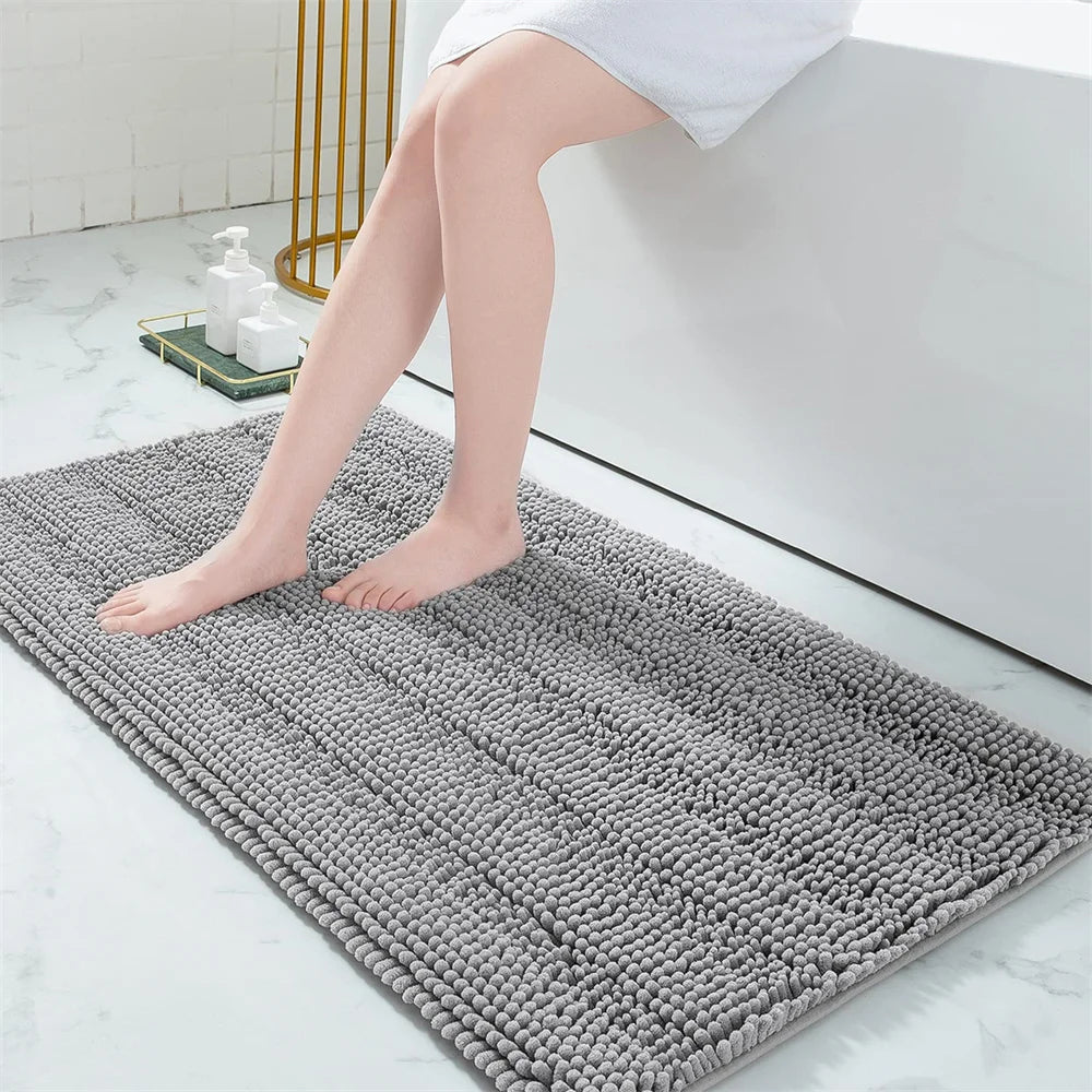 Navak Carpet Olanly Chenille-Badezimmerteppich, extra weich, zottelige Badematte, rutschfeste Badezimmer-Bodenmatte, wasserabsorbierende Plüsch-Mikrofaser-Teppiche für die Dusche