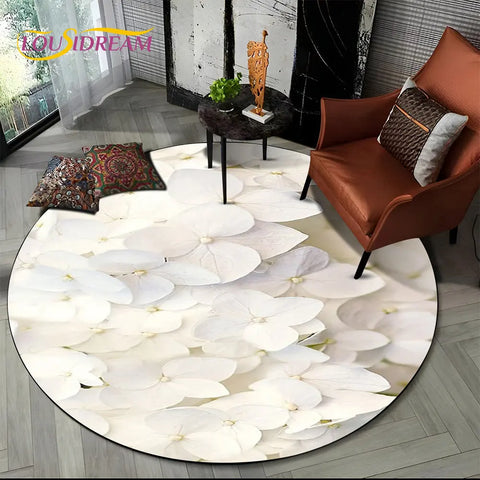 Navak Teppich, 3D-Gänseblümchen, nordische Blume, Sonnenblume, runder Teppich, Teppich für Wohnzimmer, Kinderzimmer, Sofa, Spielzimmer, Dekoration, rutschfeste Bodenmatte