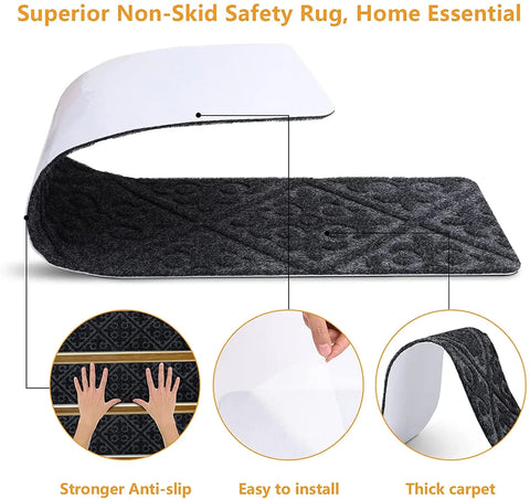 Navak Carpet Non-Slip Staircase Mat Stair Carpet Treads Stair Pads Rug Tread Safety for Kids Elders and Dogs Home Hospistal Indoor Use