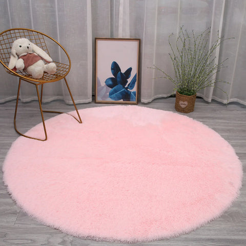 Navak Carpet Wool Imitation Sheepskin Rugs Faux Non Slip Bedroom Shaggy Carpet Mats Multi Color Solid Soft Circular Carpets