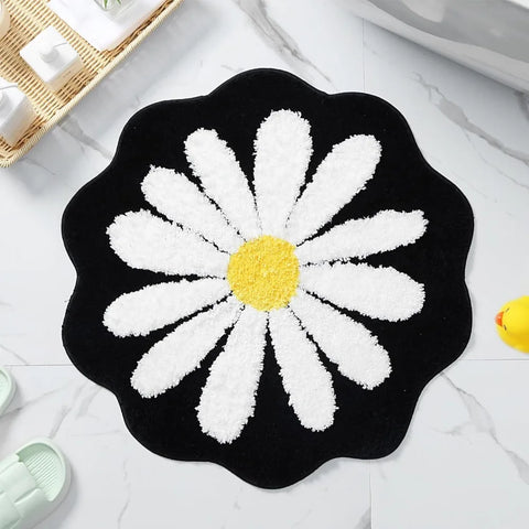 Navak Carpet Rutschfester Blumenteppich, beflockt, getuftet, Gänseblümchen, Badematte, Kaschmir-Imitat, waschbar, Baby-Krabbelteppich, Schlafzimmer, Wohnzimmer