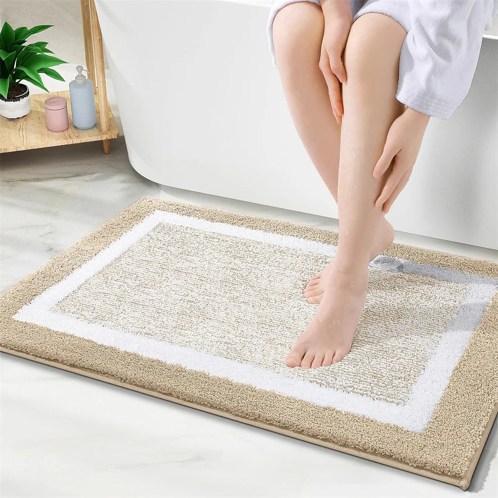 Navak Carpet Olanly Shaggy-Badematte, Mikrofaser, super saugfähig, Badezimmer-Duschvorleger, rutschfest, weiche Duschmatten, Bodenplüschteppich, Fußwaschmatte