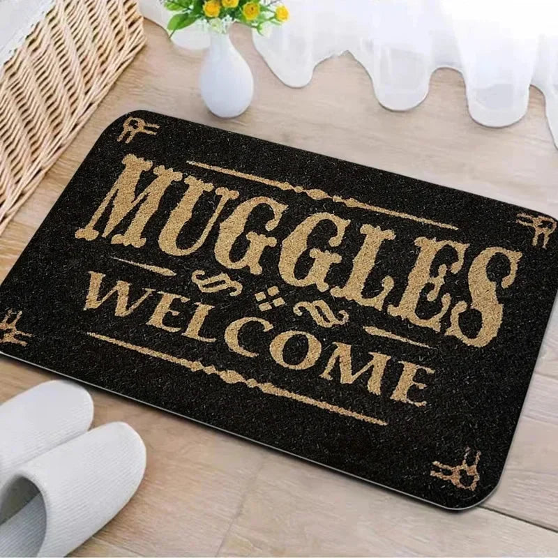 Navak Carpet Welcome Muggles Eingangsmatte Wohnzimmer Bodendekoration Teppich Rutschfester, leicht zu reinigender Teppich Home Office Waschbare Fußmatten