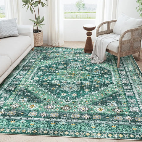 Navak Carpet zesthomeArea Rugs - Ultradünner, waschbarer Teppich, schmutzabweisender Teppich mit rutschfester Rückseite für Wohnzimmer, Schlafzimmer, Vintage Home De