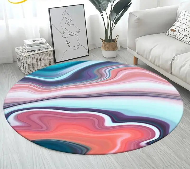 Navak Carpet Nordic Colour Green Gold White Marble Round Carpet Balcony Floor Mat Bathroom Living Room Home Yoga Coffee Mats Home Decor Rug