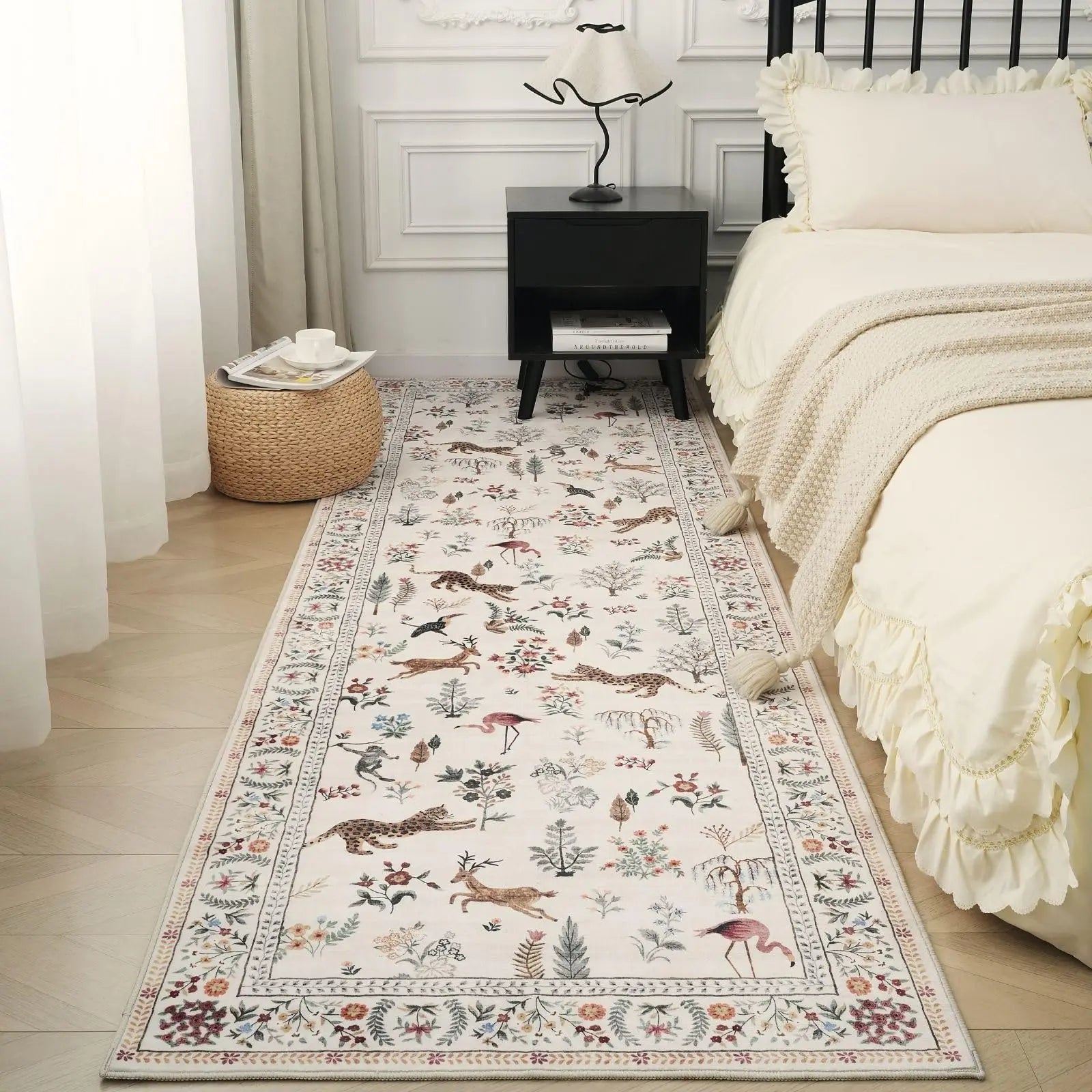Navak Carpet Exclusive Picks Läuferteppich für die Küche, rutschfest, waschbar, mit Gummirückseite, weicher Teppichläufer mit Blumenmuster und Tiermotiven für die Küche, Heimdekoration