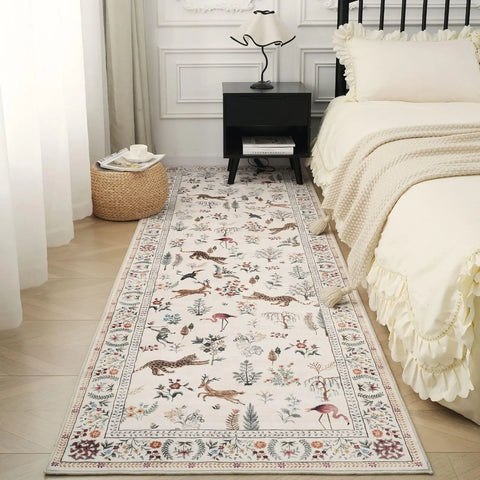 Navak Carpet Exclusive Picks Läuferteppich für die Küche, rutschfest, waschbar, mit Gummirückseite, weicher Teppichläufer mit Blumenmuster und Tiermotiven für die Küche, Heimdekoration