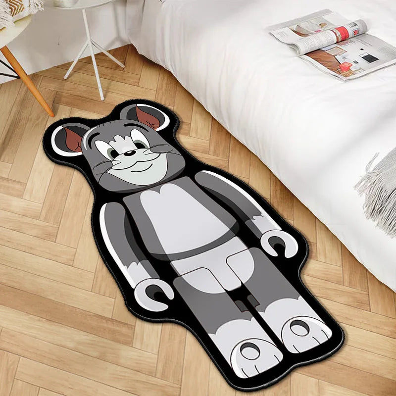 Navak Teppich, unregelmäßiger Cartoon-Bearbricks-Teppich, mehrfarbig, Gewaltbär-Teppich für Schlafzimmer, Nachttisch, rutschfest, modisch, für Zuhause, Bodenmatte