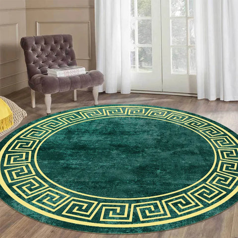 Navak Teppich, luxuriöser Stil, runder Teppich, Wohnzimmer, weiß, schwarz, grün, Marmormuster, Zimmerteppiche, waschbar, rutschfest, Dekor-Fußmatten für Schlafzimmer