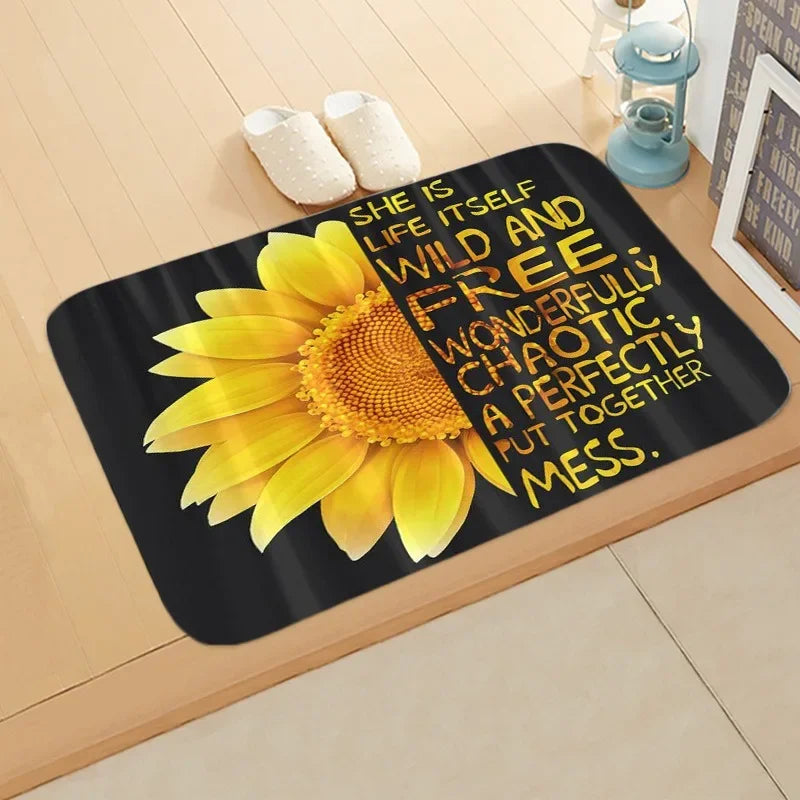 Navak Teppich, Sonnenblumen-Eingangs-Willkommens-Fußmatte, Blumen, Schlafzimmer, Nachttisch-Dekor, Teppich, rutschfest, Badezimmer, Küche, Fußmatten für den Innenbereich