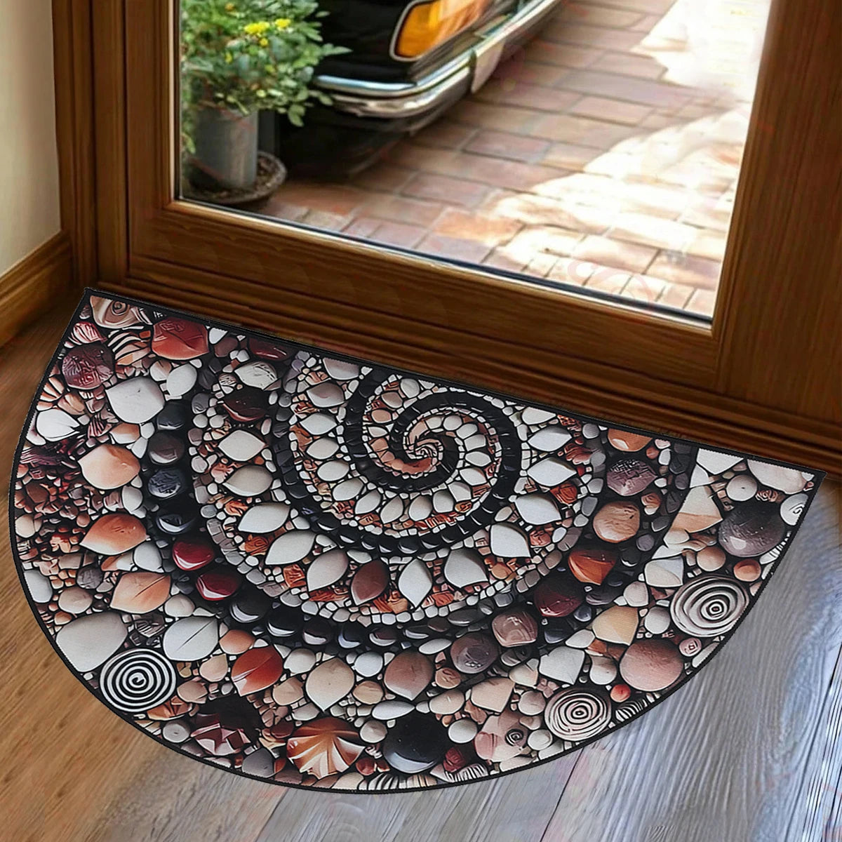 Navak Teppich Halbrund Kristall Samt Kiesel Stereoskopisch Wohnzimmer Teppich Visuelle Korridor Matte Hotel Schlafzimmer Steinboden Boden Fußmatte