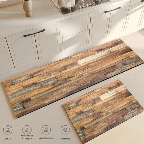 Navak Teppich Holzmaserung Küchenteppich Schlafzimmer Eingangsbereich Fußmatte Rutschfest Wohnzimmer Bodendekor Waschbarer Teppich Home Flur Hochwertige Fußmatte