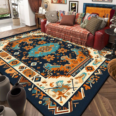 Navak Carpet Retro American Style Persia Carpet Living Room Decoration Coffee Table Area Floor Mat Non-slip Bedroom Cloakroom Washable Rugs