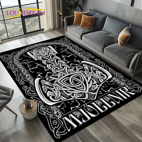 Navak Teppich Odin Viking Symbol Valknut Nordic Valhalla Teppich Teppich für Wohnzimmer Schlafzimmer Home Sofa Dekoration, Bereich Teppich rutschfeste Bodenmatte