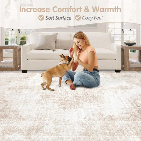 Navak Carpet Area Rug 8x10 Vintage Rug: Large Washable Living Room Rug Retro Medallion Distressed Rug Soft Low Pile Non-Slip Rugs Indoor Floo