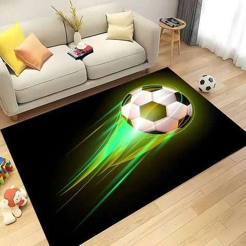 Navak Teppich, Ballsport-Thementeppich, Cartoon-Fußball-Bodenmatte für Kinderzimmer, Schlafzimmer-Dekoration, Fußball, große Flächenteppiche, Zuhause, Wohnzimmer, Flurteppich