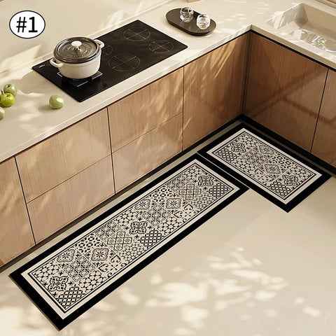 Navak Carpet Exclusive Picks American Light Luxury Wasserabsorbierende, rutschfeste, schmutzabweisende Fußmatte, Vintage-Kristallsamt-Küchentürteppich