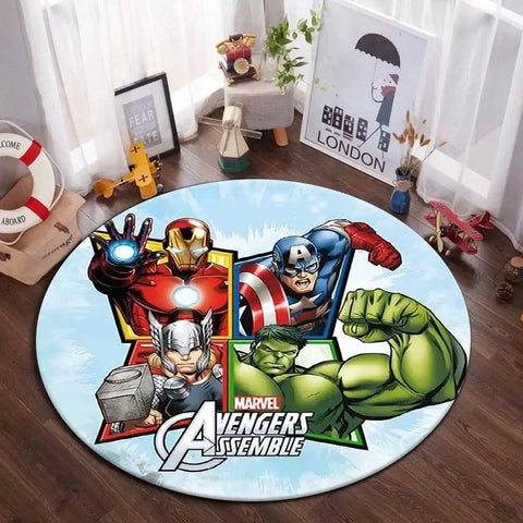 Navak Carpet Daily Picks DISNEY Marvel The Avengers Runder Teppich Anime-Teppich Rutschfeste Spielmatte Niedliche Bodenteppiche für Wohnzimmer, Schlafzimmer, Kindermatten