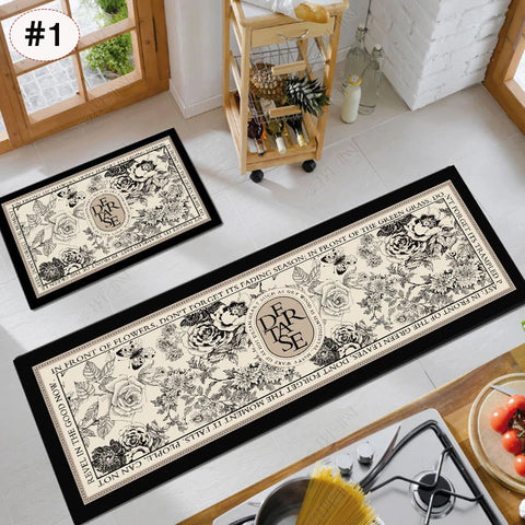 Navak Carpet Exclusive Picks American Light Luxury Wasserabsorbierende, rutschfeste, schmutzabweisende Fußmatte, Vintage-Kristallsamt-Küchentürteppich