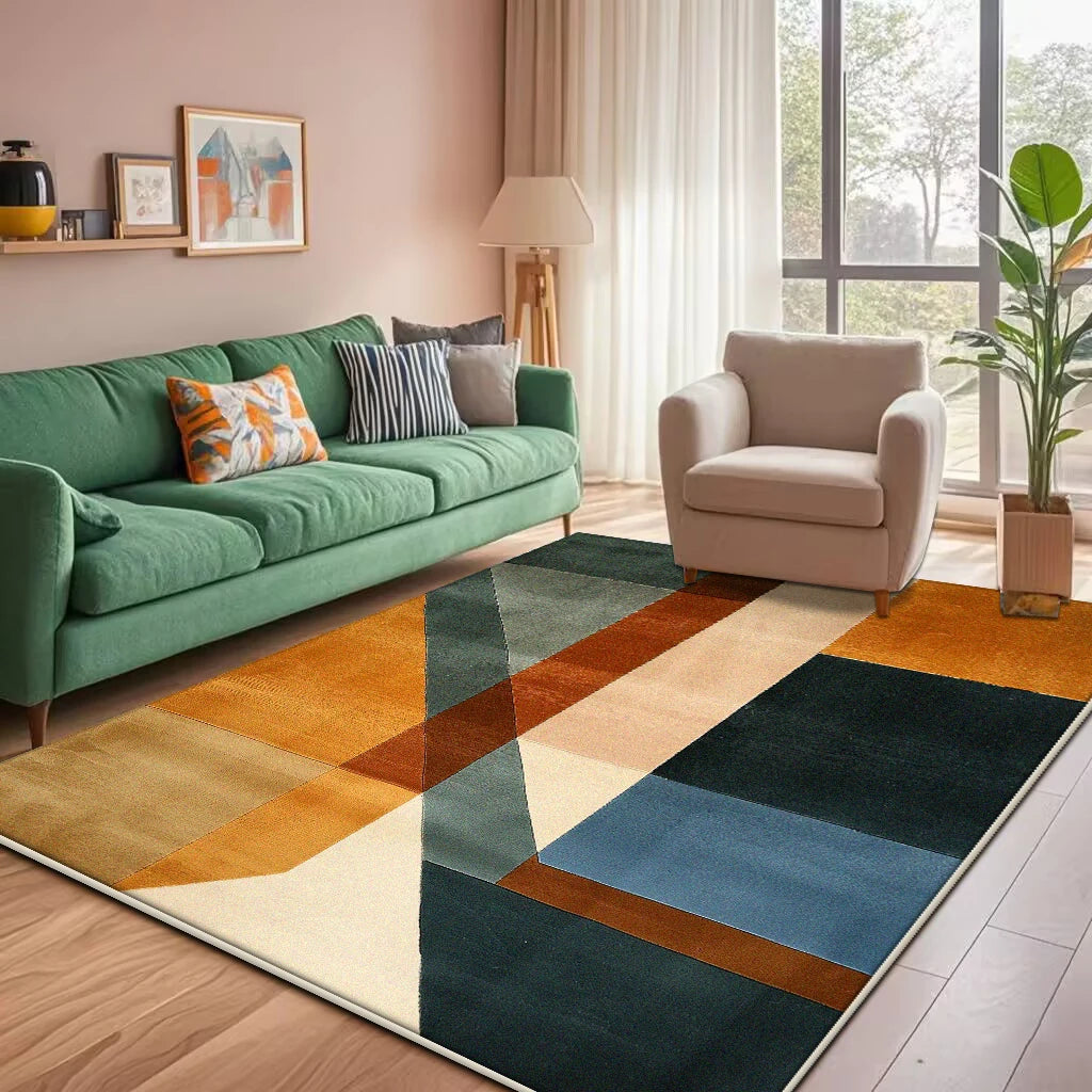 Navak Carpet Modern Geometric Large Rugs for Living Room Decoration Nordic Style Home Carpet Light Luxury Bedroom Rug Non-slip Washable Mat