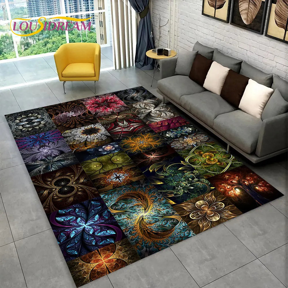 Navak Carpet Bohemia Mandala Geometrischer Teppich, Teppich für Zuhause, Wohnzimmer, Schlafzimmer, Sofa, Fußmatte, Küchendekor, rutschfeste Fußmatten für Kinder