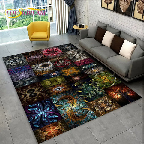 Navak Carpet Bohemia Mandala Geometrischer Teppich, Teppich für Zuhause, Wohnzimmer, Schlafzimmer, Sofa, Fußmatte, Küchendekor, rutschfeste Fußmatten für Kinder