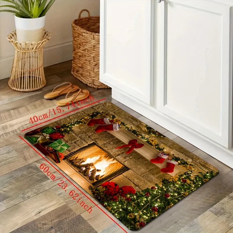 Navak Teppich Weihnachten Küche Badezimmer rutschfeste Bodenmatte Wohnzimmer Balkon Flur Eingangsbereich Teppich Schlafzimmer Nachttisch Fußmatte Mas Home Decor