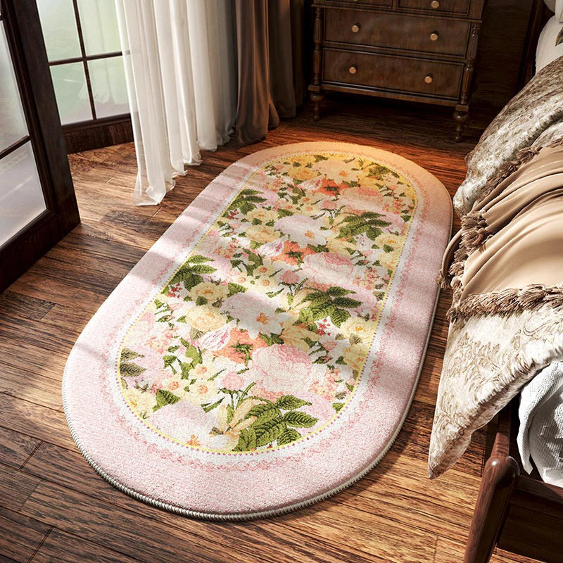 Navak Teppich Schlafzimmer Nachttisch Teppich Rutschfeste Weiche Bequeme Bodenmatte Amerikanischen Retro Blumenmuster Teppich Oval Lange Hause Dekoration Matten 양탄자