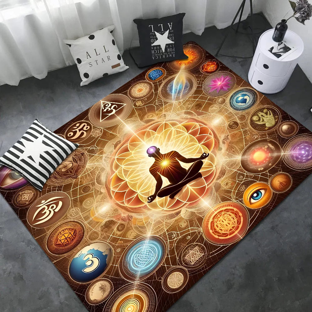 Navak Carpet Rainbow 7 Chakra Mandala Bohemia Yoga Fußmatte, waschbar, rutschfest, für Wohnzimmer, Sofa, Stühle, Bereichsmatte, Küche, Willkommens-Fußmatte