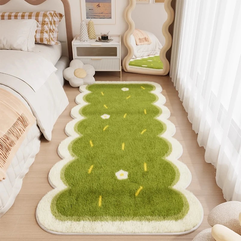 Navak Teppich Schachbrett-Teppiche für Wohnzimmer, niedlicher Schlafzimmer-Dekor-Teppich, flauschig, weich, unregelmäßig, Plüsch-Teppich fürs Bett, verdickte Bodenmatte